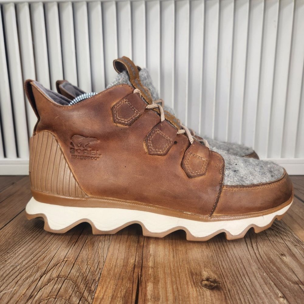 Sorel Kinetic Caribou Snow Boots Women's 10 Brown Leather Ankle Cabin NL3372-224